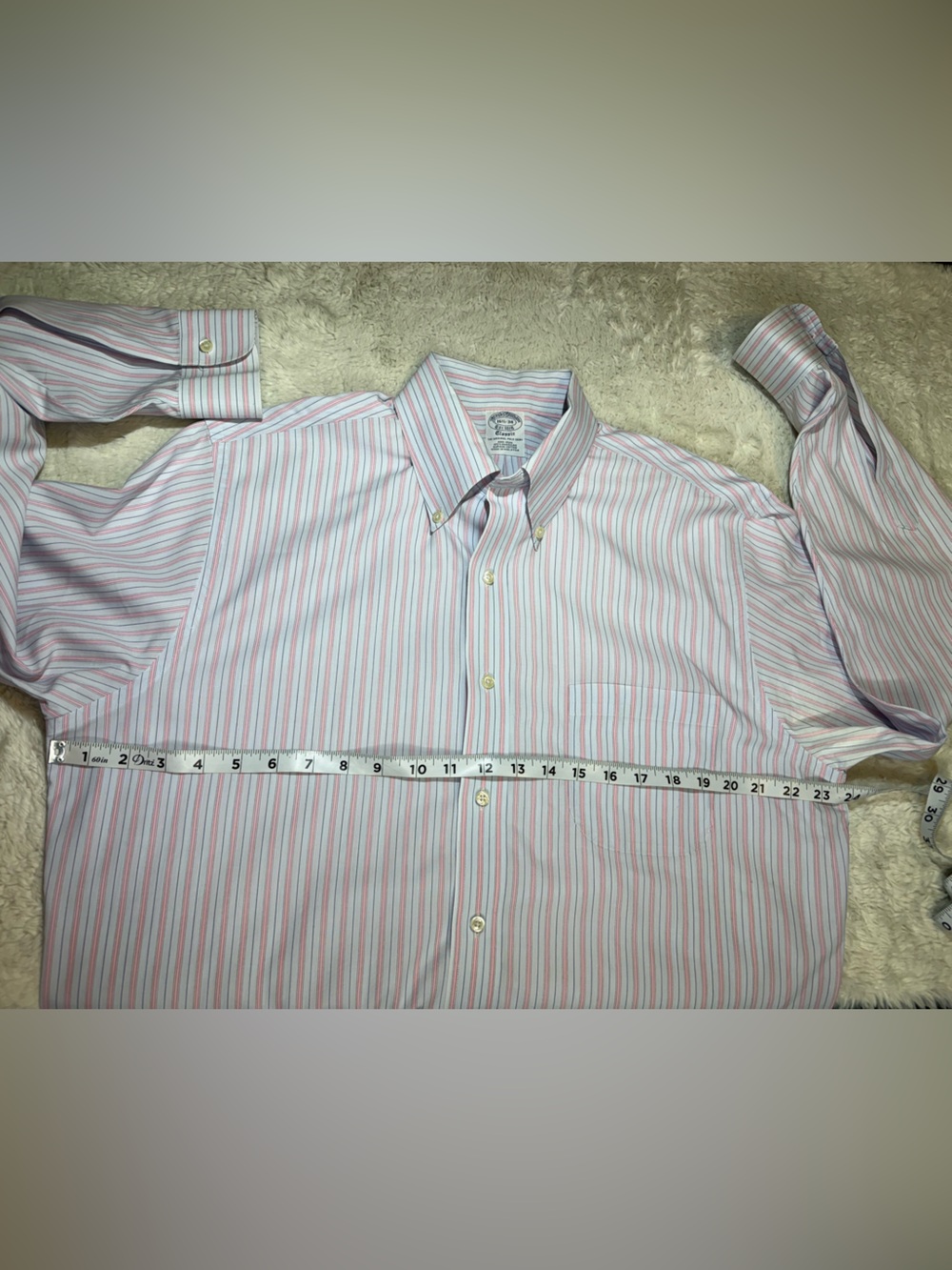 Brooks Brothers Classic The Original Polo size 16 1/2-34 blue & pink striped - Picture 4 of 6